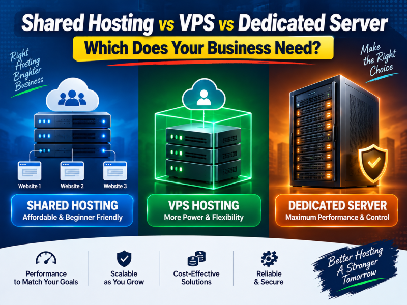 Shared Hosting vs VPS vs Dedicated Server: Which Does Your Business Need?
